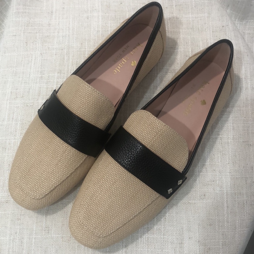 Kate Spade Mariana Flats loafers Almond Raffia Straw Women’s Size 6.5B - Picture 3 of 10